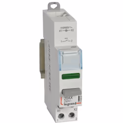 Poussoir modulaire double fonction contact 1NO avec voyant LED vert de 110V~ à 400V~ 1 module LEGRAND 412920 CX³, poussoir pe ...
