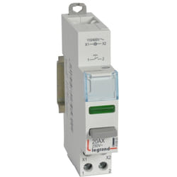 Poussoir modulaire double fonction contact 1NO avec voyant LED vert de 110V à 400V 1 module LEGRAND 412920