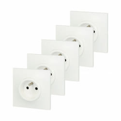 Legrand - Lot de 5 prises avec terre Neptune, blanc