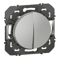 Double interrupteur va-et-vient Dooxie 10AX 250V~ - Alu - 600102 - Legrand