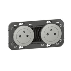 Double prise de courant 2P+T Surface précâblée 16A Dooxie - Finition alu - 600432 - Legrand