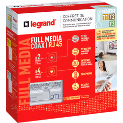 Le coffret de communication Legrand Full Media coaxial et RJ45 pour logements T1 à T3 offre des performances de transmission  ...