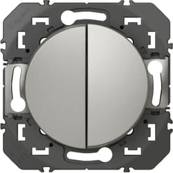 Poussoir double Dooxie 6A 250V - Finition Alu - Legrand