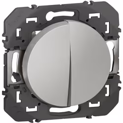 Legrand Dooxie - Interrupteur Va-et-vient 10AX + Bouton Poussoir 6A - Finition Alu Gagnez de la place avec cet interrupteur v ...