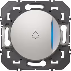 Ce poussoir Dooxie avec marquage sonnette en finition aluminium est équipé d’un voyant lumineux intégré, idéal pour repérer f ...