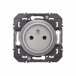 Prise LEGRAND Idéal Réno 2P+T aluminium Spéciale rénovation : encombrement réduit pour une compatibilité avec des boîtes prof ...