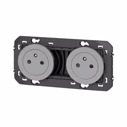 Double prise de courant 2P+T Surface dooxie 16A précâblées finition alu - emballage blister