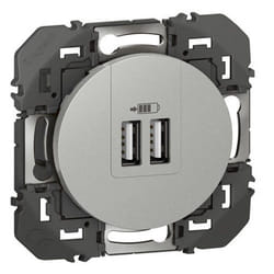 Double prise USB LEGRAND Dooxie alu