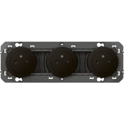 Legrand - Triple prise de courant 2P+T Surface Dooxie 16A précâblées - Noir
