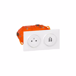 Legrand - Dooxie Kit prise de courant Surface + chargeur 2 usb Type-A dooxie 2,4A précâblés finition blanc