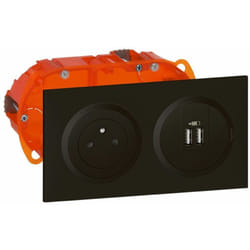 Legrand - Kit prise de courant 2P+T 16A + chargeur 2 usb 2,4A - Dooxie - Noir