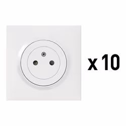 Description générale Lot de 10 prises de courant 2P+T surface Dooxie - Blanc, parfaites pour brancher des appareils électriqu ...