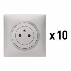 Ce lot de 10 prises de courant 2P+T Surface Dooxie 16A en finition Aluminium est idéal pour équiper facilement une habitation ...