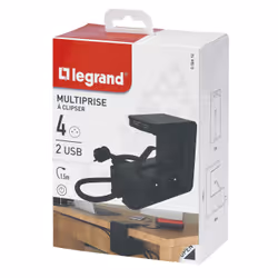 Legrand 0 504 12 multiprise 1,5 m 4 sortie(s) CA Intérieure Noir - Vue supplémentaire 4
