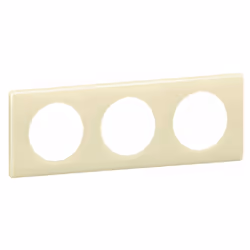 Plaque Céliane 3 postes ivoire laqué, thermoplastique, IP20, fixation à clipser