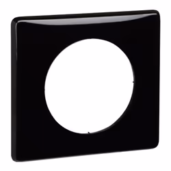Plaque Céliane 1 poste noir laqué, thermoplastique, IP20, fixation à clipser