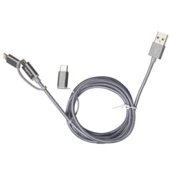 Câble 3en1 LEGRAND - Micro USB/USB-C/Lightning - Gris - Charge et synchronisation