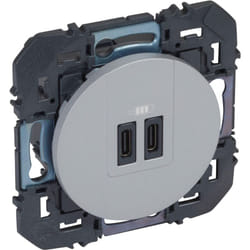 Legrand - Double chargeur usb TypeC dooxie 3A finition alu 095295