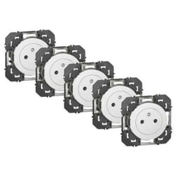 Lot De 5 Prises Avec Terre Dooxie, Legrand, Blanc