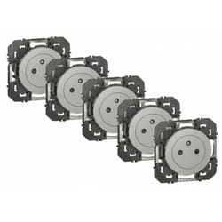 Legrand - Lot de 5 prises avec terre Dooxie aluminium