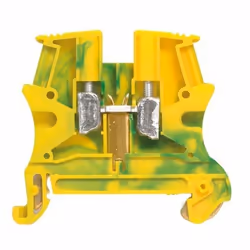 Bornier de terre VIKING3 4mm2 STEP-6 vert jaune. Pour conducteur de protection Pied métallique 1 articulation 1 entrée/1 sort ...