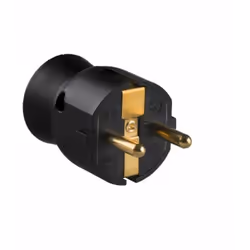 Prise 2 pôles + terre 16A sans droit noir. Fiche 2P+T 16A Sortie de câble droite Design compact Avec serre-câble interne Câbl ...
