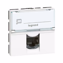 Prise RJ45 catégorie 6 FTP Mosaic - A équiper d'un support et d'une plaque Mosaic 2 modules - Blanc RAL9003 finition brillant ...