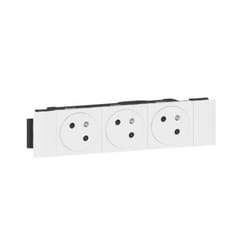 Triple prise de courant 2P+T pour goulotte Mosaic Link - Blanc - 077103L - Legrand