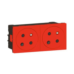 Double prise de courant 2P+T à détrompage Surface Mosaic Link - Rouge - 077152L - Legrand