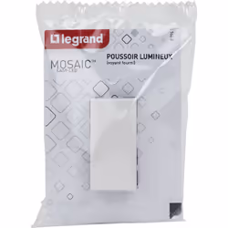 Bouton poussoir avec voyant Easy-Led 6A 1 module à composer Mosaic - Blanc Pour les bâtiments tertiaires et résidentiels, Mos ...