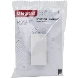 Legrand - Bouton poussoir avec voyant Easy-Led 6A 1 module à composer - Mosaic - Blanc