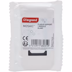 Support et plaque simple 1 module Mosaic, LEGRAND, blanche
