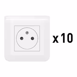 Description générale Le lot de 10 prises de courant 2P+T 16A complet Mosaic - Blanc est idéal pour les bâtiments tertiaires e ...