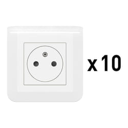 Legrand - Lot de 10 prises de courant Surface Mosaic complet à vis - blanc