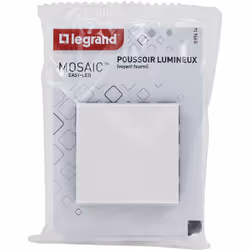 Bouton poussoir avec voyant Easy-Led 6A 2 modules à composer Mosaic - Blanc Pour les bâtiments tertiaires et résidentiels, Mo ...