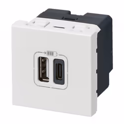 Prise double avec USB C et A, LEGRAND Mosaic, blanc
