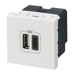 Prise double avec USB C et A, LEGRAND Mosaic, blanc