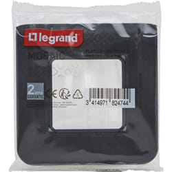 Legrand - Plaque de finition avec support (vis) pour 2 modules - Mosaic - Noir mat