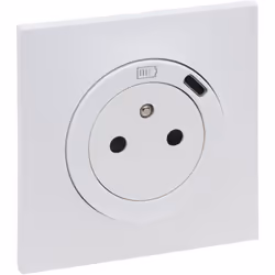 La prise de courant avec chargeur Type-C Neptune de Legrand, en blanc, offre une solution 2-en-1 pratique pour brancher un te ...