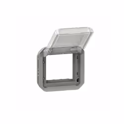 Adaptateur étanche Plexo IP55 pour fonction Mosaic - finition gris à volet transparent