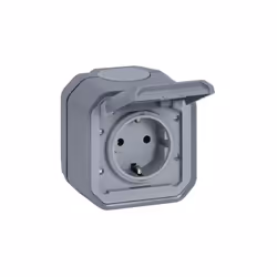 LEGRAND, PLEXO NEW 069730L PRISE MURALE EN SAILLIE POUR PIÈCES HUMIDES, NORME SCHUKO, AVEC COUVERCLE À CHARNIÈRE, PROTECTION  ...