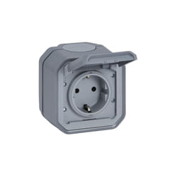 Legrand - plexo new 069730L prise murale en saillie pour pièces humides, norme schuko, avec couvercle à charnière, protection ant