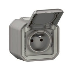 Prise de courant 2P+T Plexo complet saillie gris (069731L)