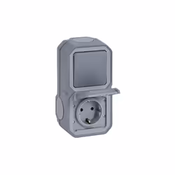 LEGRAND, PLEXO NEW 069746L INTERRUPTEUR MARCHE/ARRÊT UNIVERSEL POUR PIÈCES HUMIDES (1 PÔLE) ET PRISE AVEC CONTACT DE PROTECTI ...
