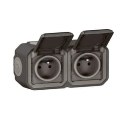 Prise de courant 2x2P+T horizontale Plexo complet saillie anthracite (069788L)
