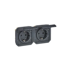 Legrand - plexo new 069879L prise pour pièces humides, 2 prises, support schuko, avec couvercle à charnière, protection tactile,