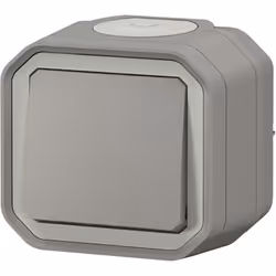Le poussoir NO Plexo complet saillie gris, proposé par Legrand, est une solution d’éclairage robuste et résistante pour les e ...