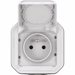 La prise de courant Plexo complet saillie blanc, proposée par Legrand, est une solution robuste pour les installations intéri ...