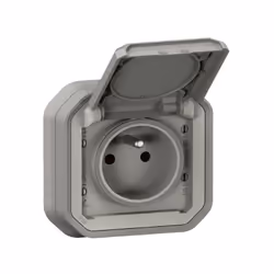 Prise de courant avec terre étanche avec volet Plexo 16A 250V complète livrée avec support plaque pour montage en encastré av ...