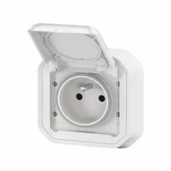Prise de courant avec terre étanche IP55 avec volet Plexo 16A 250V complète livrée avec support plaque pour montage en encast ...